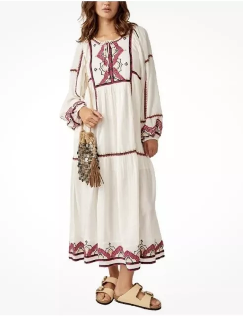 New Free People Sweet Escape Boho Maxi Dress In Ivory Size S (Msrp $198)