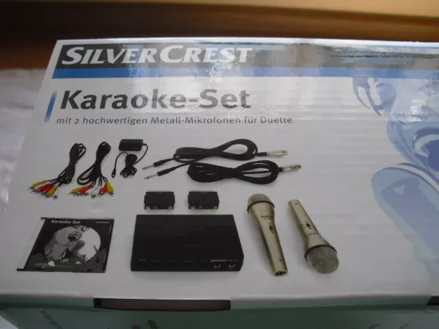 Karaoke- Set mit 2 hochwertigen Metall - Mikrofonen für Duette,