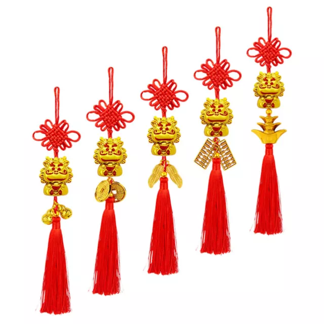 5Pcs Chinese New Year Dragon Pendant Fengshui Car Hanging Home Decor-LH