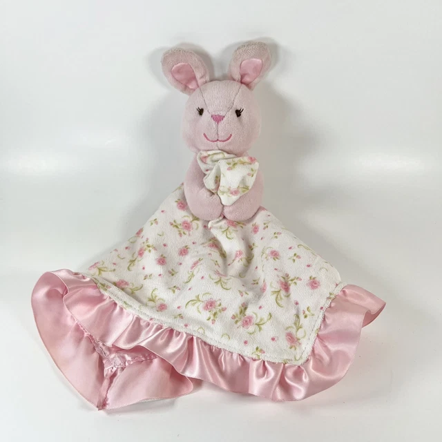 "Prestige Baby- Conejo Rosa Terciopelo Satinado Flores Manta de Seguridad Amorosa 12"