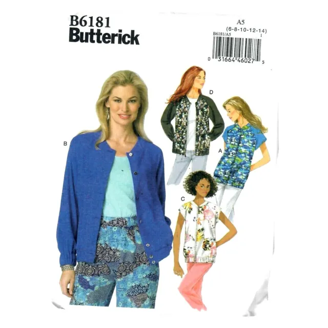 Butterick B6181 Sewing Pattern Misses' Loose-fitting Unlined Jacket 6-8-10-12-14