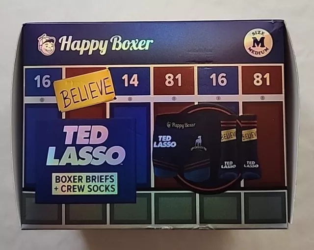 TED LASSO BOXER BRIEF + CREW SOCKS SIZE M by HAPPY BOXER