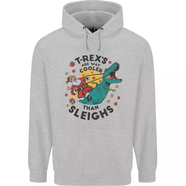 T-Rex Cooler than Sleighs Funny Christmas Mens 80% Cotton Hoodie