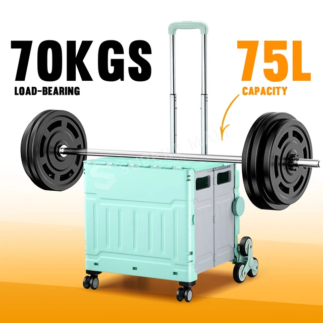 Portable Shopping Cart Trolley Foldable Grocery Storage Basket Luggage Crate 3