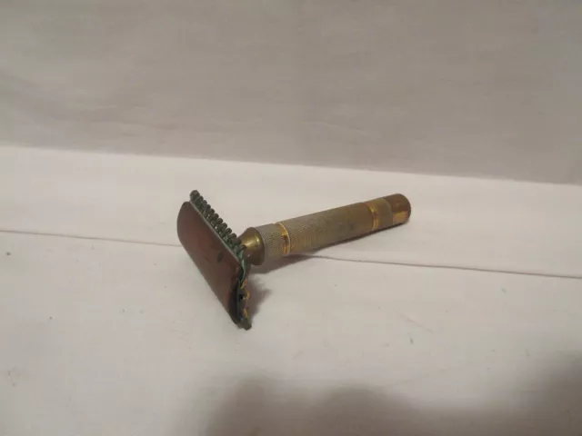 Vintage Gillette Gold Tone Bar Handle Razor 1930s Reissue Pat. No. 17567
