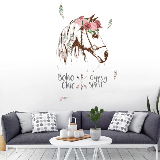 Pegatina de pared para caballo Chic Home Decor animales Gypsy Spirit Wall Calcomanía