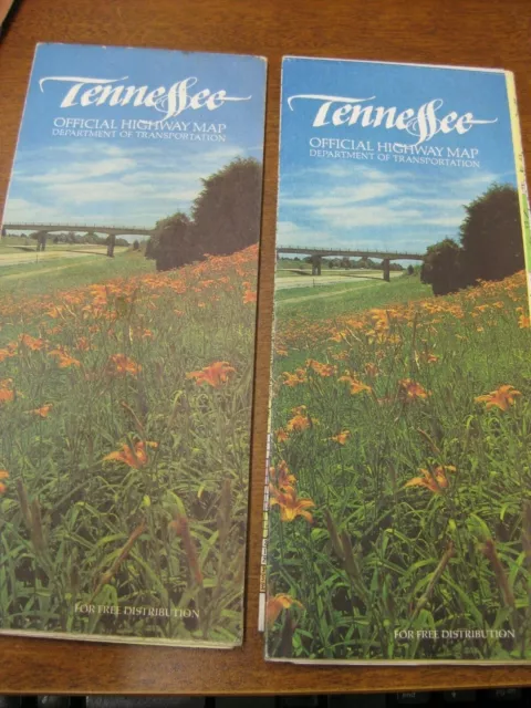 Set of 2 1989 Official Highway Map for Tennessee by Department of Transportation