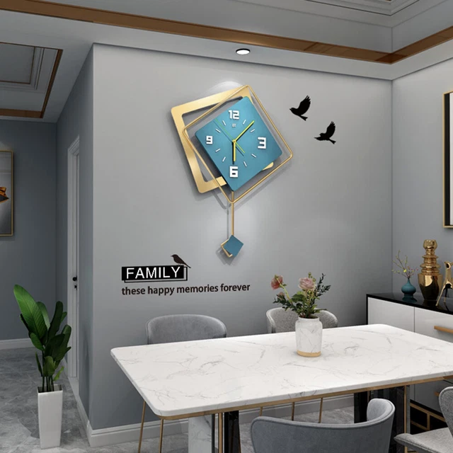 MODERN METAL LARGE Wall Clock Silent Digital Hanging Wall Clock Home
