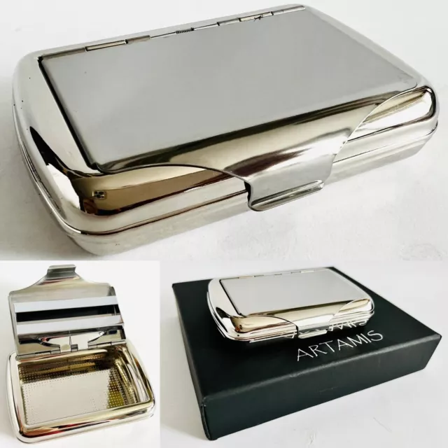 Superb Quality Boxed New English Silver Plated Metal Tobacco Tin (4”/10cm, 80g)