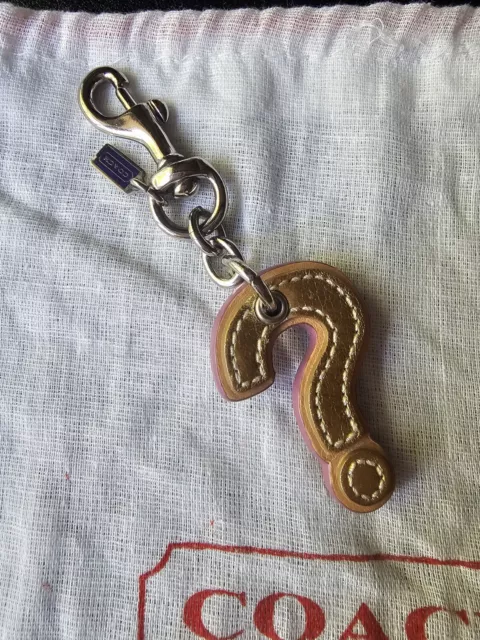 COACH KEYCHAIN FOB SYMBOL  "?" Pink/Gold NEW VINTAGE Patent Leather/Leather
