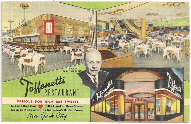 Toffenetti Restaurant New York City Art Deco Postcard