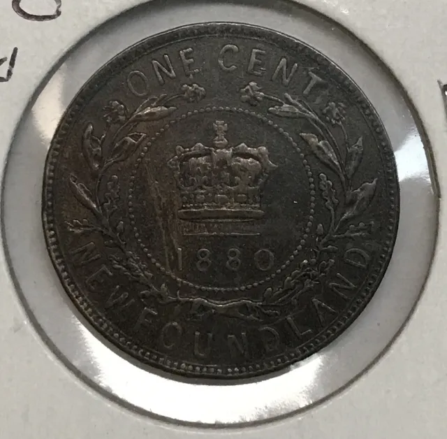 1880 Round 0 Newfoundland One Cent - Nice VF Condition