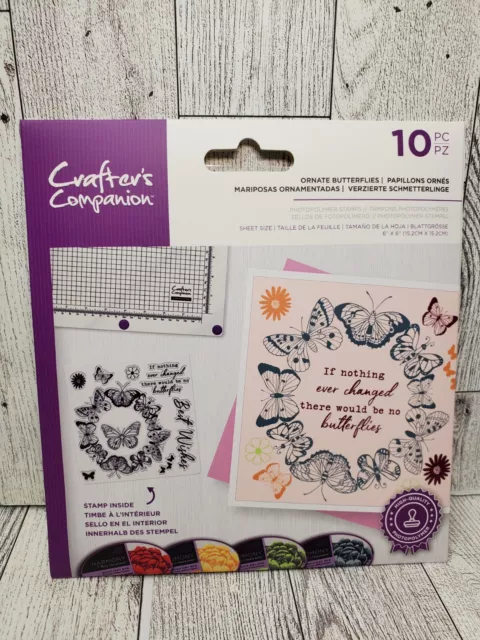 Crafters Companion Ornate Butterflies Photopolymer 10pc Stamp Set New