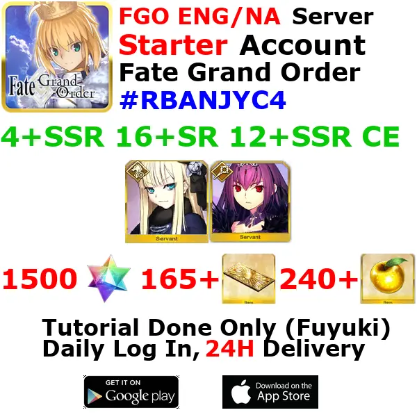 [ENG/NA][INST] FGO / Fate Grand Order Starter Account 4+SSR 160+Tix 1520+SQ