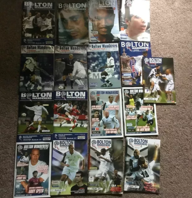 Bolton Wanderers FC Football Programmes 18 Home From Various Seasons.