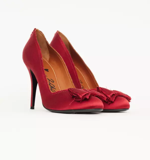 Lanvin Red Satin Bow Accent Party Prom Red Carpet Heels 40