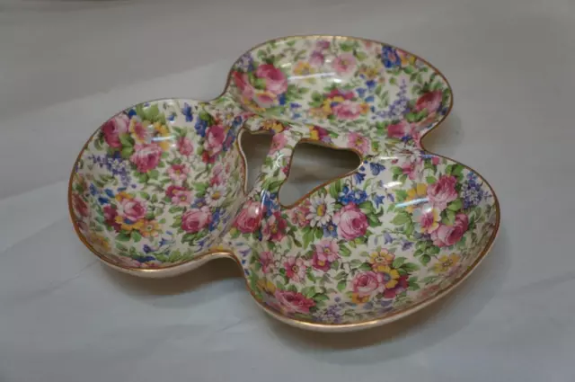 Royal Winton Grimwades Cream Summertime 3 Part Relish Dish 8 1/4" Wide