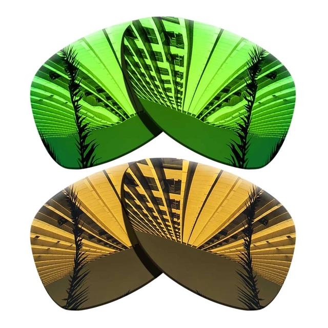 2 Pairs Polarized Replacement Lenses For-Oakley Dispatch 2-Green+Copper Gold