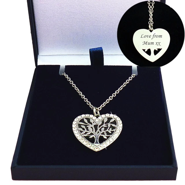 Baum des Lebens Halskette, Personalisiert Mit Gravur, Geschenk für Mum, Tochter,
