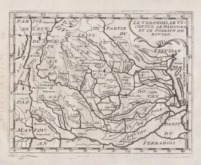 Veneto Verona Padova Italia Italy map Karte carta Briet 1649 Kupferstich