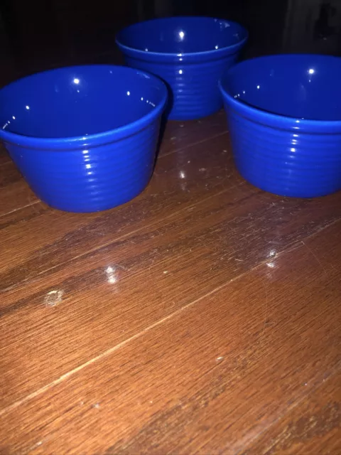 Chantal Cobalt Blue Ramekins Set of 3 Bakeware 1 Cup 93-RM08