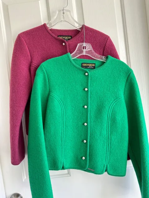 Mint vintage Geiger Tyrol Austria Boiled Wool Jacket Size 40 in green OR berry