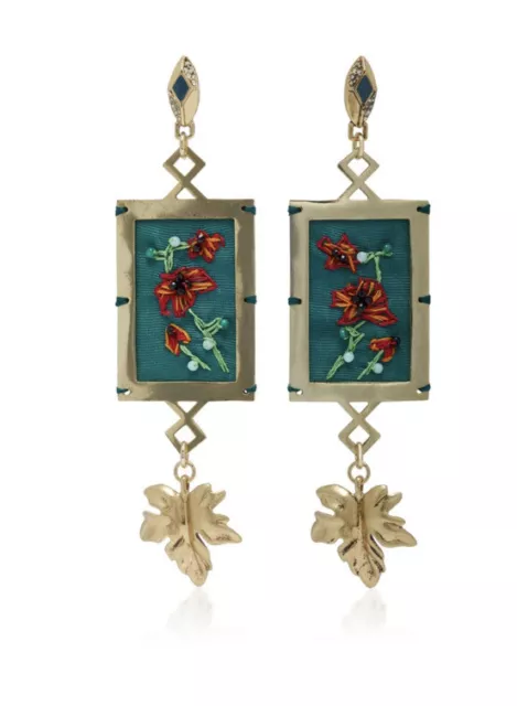 LULU FROST Villa Hand-embroidered Dangle Earrings NWOT Rare!! 3