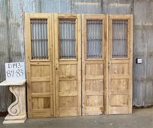 Antique French Double Doors (87x83.5) Wood Iron Doors, European Doors D143