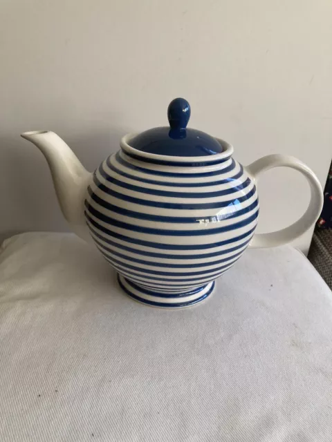 Whittard Of Chelsea Blue Banded 1.3/4 Pint Teapot,Blue Stripped,5 Cups