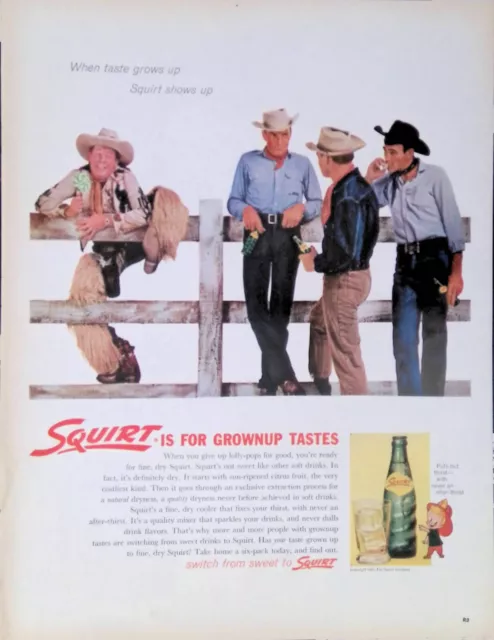 Print Ads 1960's Squirt Soda Cowboys Smoking Hats Chaps Boots Belt Buckles