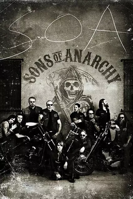 Sons of Anarchy TV Show Poster Large 24"x36" The Gang Retro Design Wall Art, New