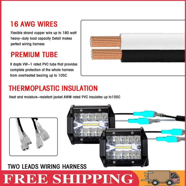 Kit Cablaggio per Lampada da Lavoro LED Accessori Auto (2 Piombi)