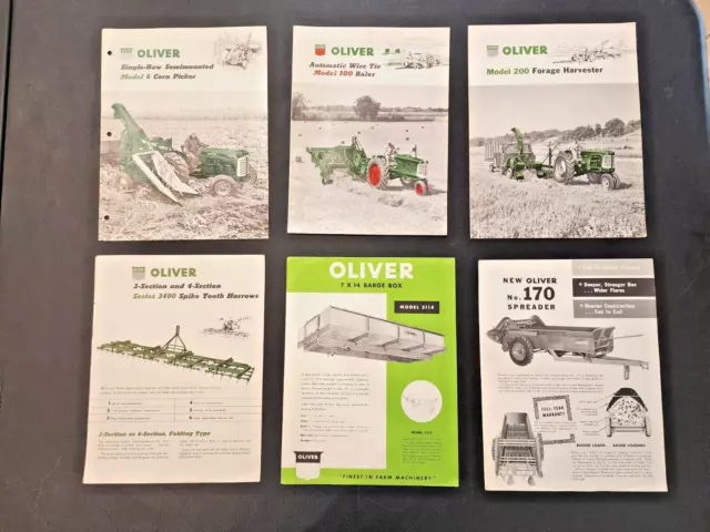 Vtg Lot 6 Oliver Tractor Brochure Corn Picker 100 Baler 200 Forage Harvester T21