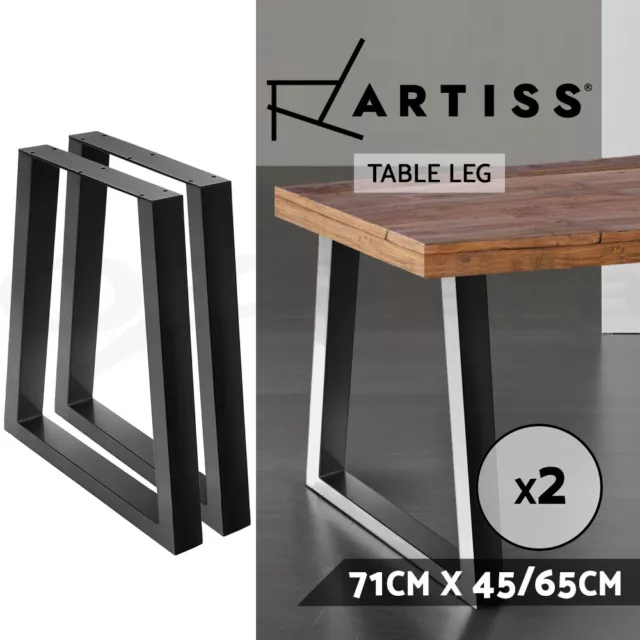 Artiss 2x Coffee Dining Table Legs Industrial Vintage Bench Metal Trapezoid 71CM