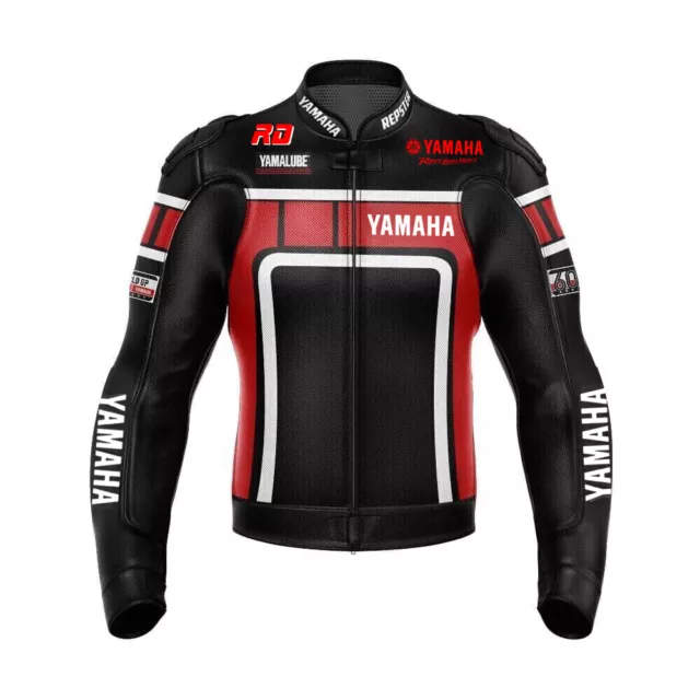 Yamaha Leather Jacket Men's Motorcycle Motorbike Racing Safety Jacket