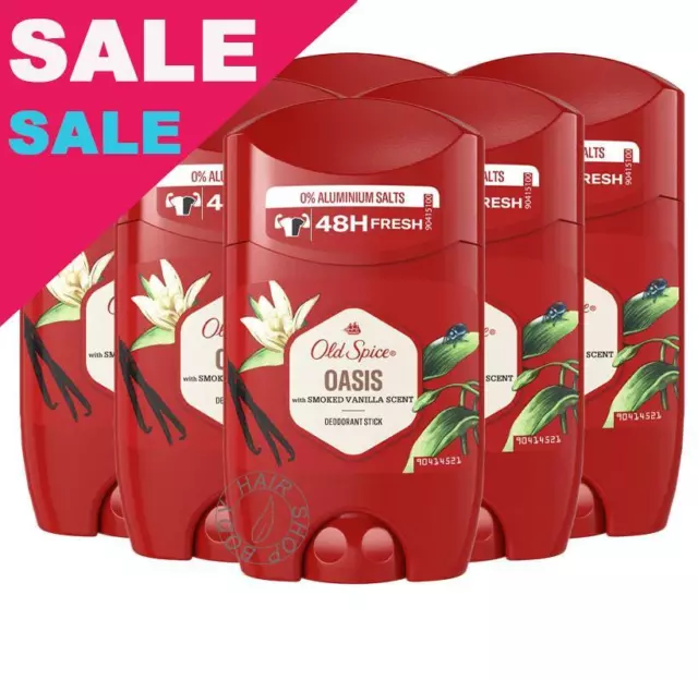 Old Spice Oasis Deodorant Stick Smoked Vanilla Aluminum Free 6 x 50ml 1.69 oz