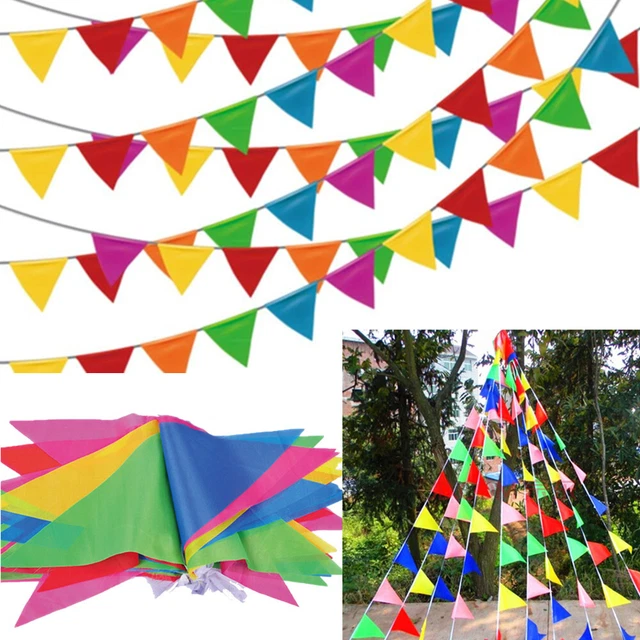 Party Festival Outdoor Bunting Banner Pennant Multicolored 100M Triangle Flags