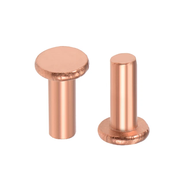 20Pcs 15/64"x25/64" Tête plate Cuivre Rivets solides attaches
