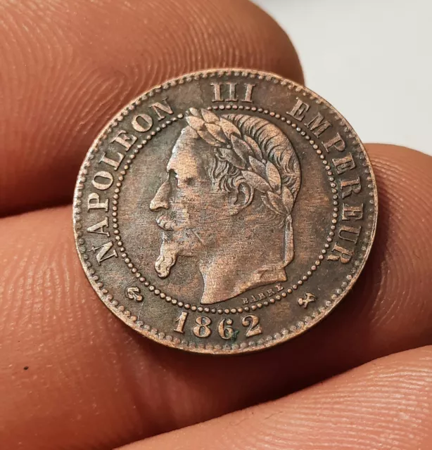 2 Centimes 1862 K Bordeaux, NAPOLÉON III,  Tête Laurée