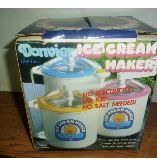 VINTAGE 1 PINT DONVIER Hand Crank ChillFast Ice Cream Maker 23.63