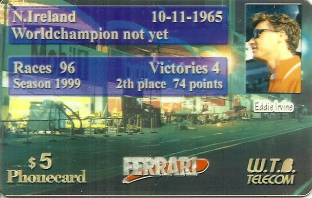 Rare / Carte Telephonique - Formule 1 Eddie Irvine - Ferrari F1 / Phonecard