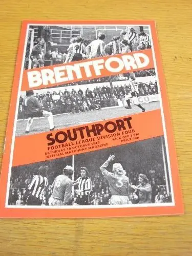 18/10/1975 Brentford v Southport (Team Changes). Item I