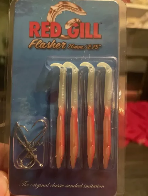RED GILL FLASHER 70mm/2.75 - Sunset - Imitation Sandeel - Fishing Lures  £5.25 - PicClick UK
