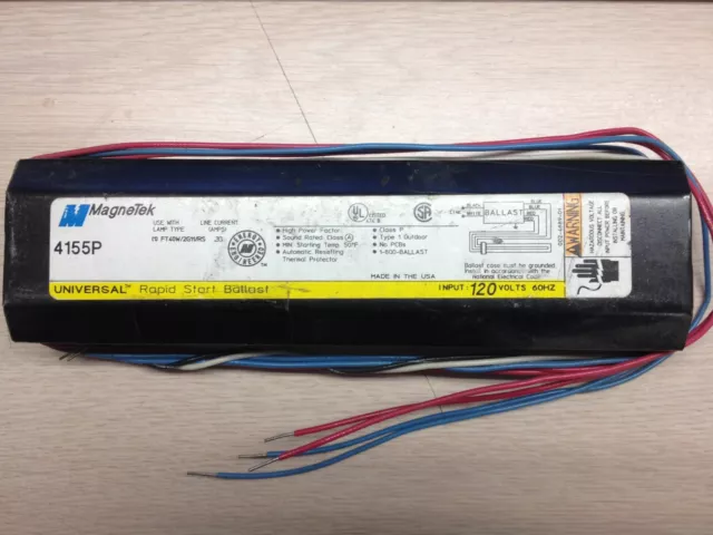 2 UNIVERSAL 4155P For (1) 40W/2G11/RS 120V RAPID START BALLAST FT40DL  PL-L40W 2