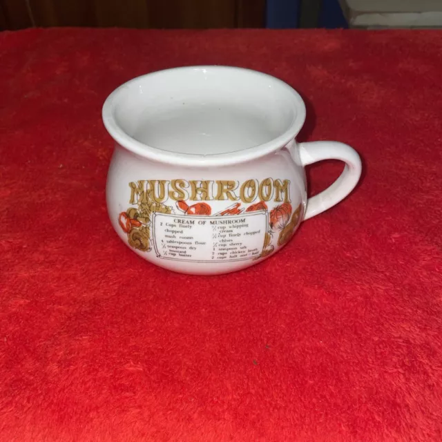 Vintage Fine Porcelain 16oz Cream Of Mushroom Soup Recipe Coffee Soup Cup Mug