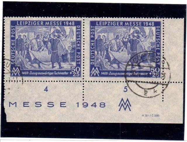 0437# Allied Occupation SBZ 1948, Mi.N. 199 DV pair print note, stamped