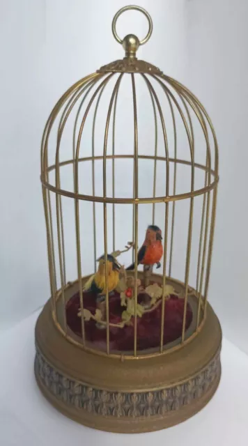 Ancien automate cage à oiseaux chanteur  , oiseau siffleur animé