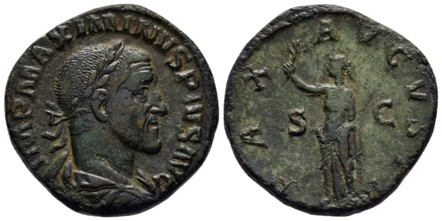 Fitz Rome Maximinus Thrax Emperor Ae Sestertius Pax Branch Sceptre @Dsc85