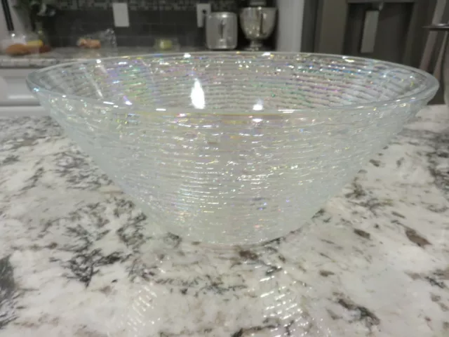 VTG 1968 Anchor Hocking Glass Lido Soreno Aurora Iridescent Large Salad Bowl EUC