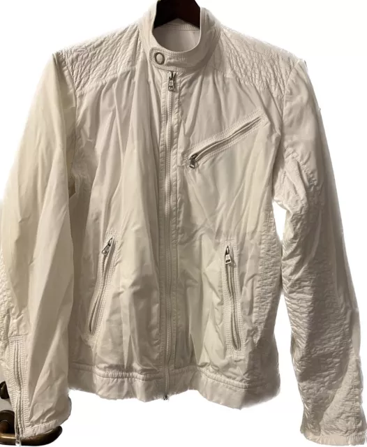 Moncler men’s Biker Jacket Off-white Lightweight Polyamid. Early Spring Fashion